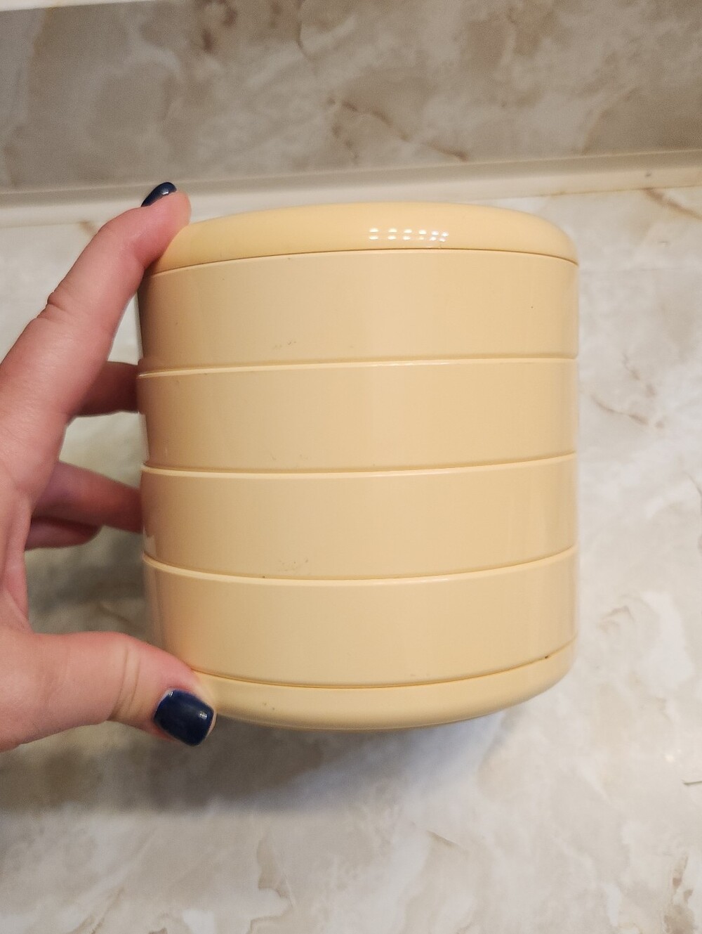 Vintage Interdesign Swivel Organizer Jewelry 70s 80s Cream Butter Yellow